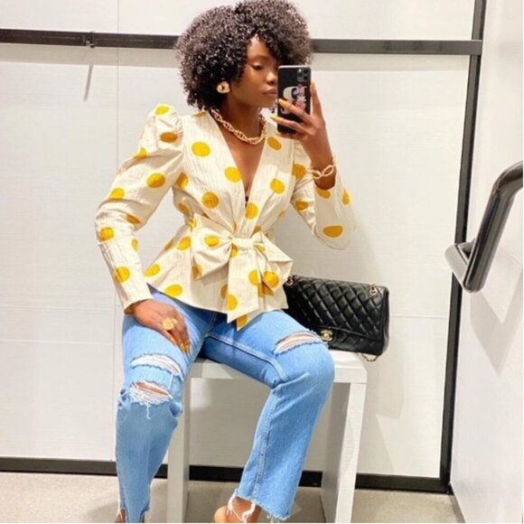 Zara Polka Dot Bow Shirt Blogger’s Fav Size XS NEW WITH TAG! - Picture 9 of 14